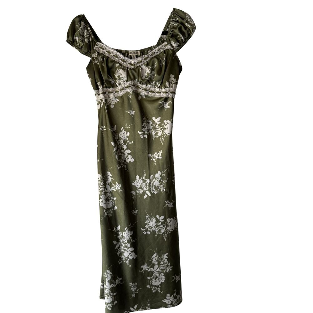 Inspired Hearts Dress Milkmaid Y2k Medium Floral Maxi Cottagecore Puff Sleeve